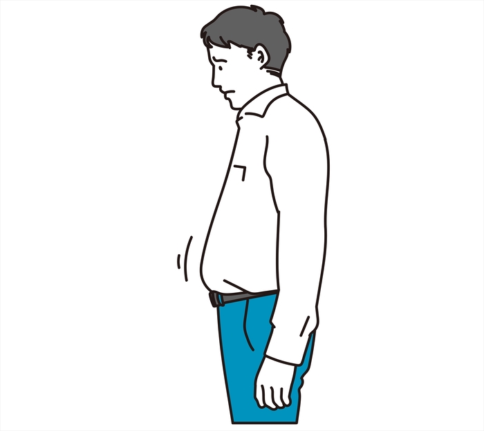 成人男性の体型を横から示したイラスト